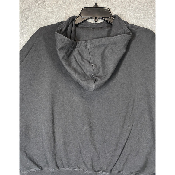 Champion Hoodie Womens Small Black Cropped Big Logo Sleeve Embroidered Oversized - Picture 14 of 14